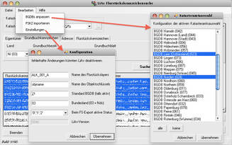 LiAv : Umfangreiche Konfigurationsmöglichkeiten (Katasteramtsauswahl, Objektschlüssel, aktiver FSKZ-Layer, BGDB)