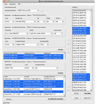 LiAv : Komfortable Suche nach Eigentümern, Grundbuchkennzeichen, Adresse und/oder Flurstückskennzeichen