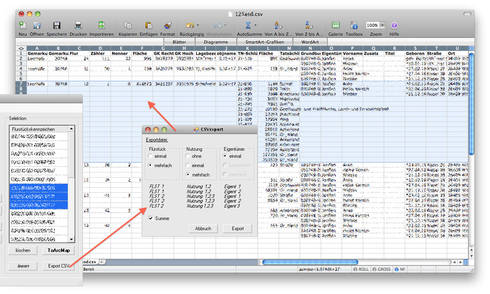 LiAv : Vielf�ltige Exportm�glichkeit als CSV-Tabelle f�r Excel mit Flurst�cksinformationen, Tats�chlicher Nutzung und Eigent�mer